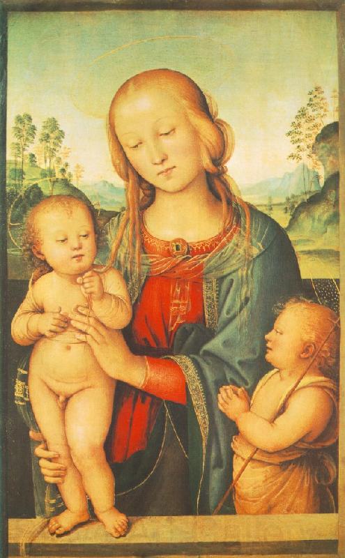 PERUGINO, Pietro Madonna with Child and Little St John a France oil painting art